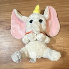 Disney Dumbo Plush Stuffed Animal White Elephant Pink Ears Yellow Hat 2023