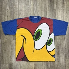 Vintage Woody Woodpecker T-Shirt Size Large All Over Print Universal Studios