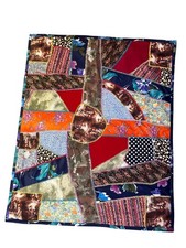 Handmade Patchwork Quilt Throw Blanket Fleece Back 37 x 45.5" Used Lap