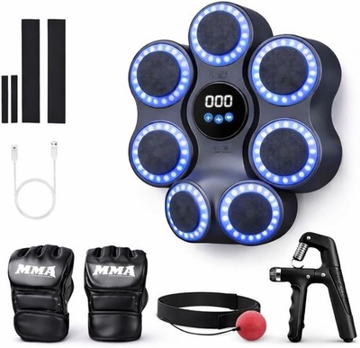 Smart Music Boxing Machine 4 in 1 with LED Punch Targets, Wall Mounted Reaction 