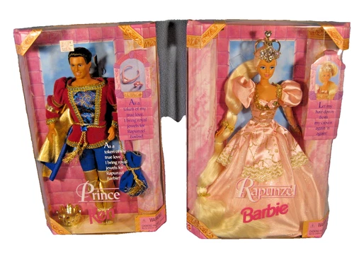 set of Rapunzel Barbie and Prince Ken. New. Near Mint. Vintage. 1997 Original