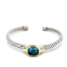 David Yurman .925 & 14kt Yellow Gold Noblesse Blue Topaz  
