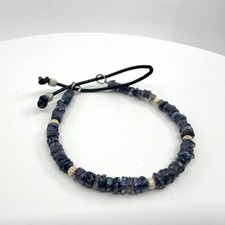 Blue Labradorite Beaded Bracelet Adjustable Boho Cord Stackable Minimalist Gift