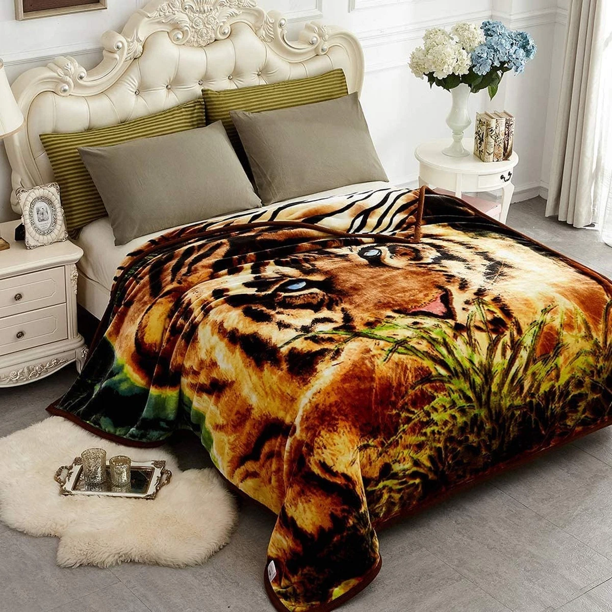 JYK Thick Korean Faux Mink Fleece Blanket - 75'x87' Reversible