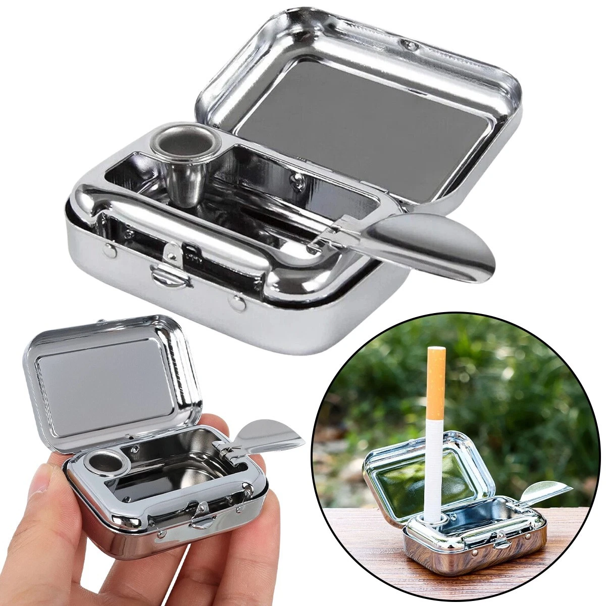 cigarette ashtray portable Car Home LED Light up Auto Travel Ash Holder Cup no hardware or screws required Windproof Portable Ashtray With Secure