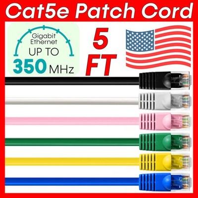 5 FT CAT5e Cable LAN Cat5e Patch Cord RJ45 Ethernet Cable Router Network Wire