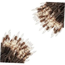 2 Pack 21ft 100 Clear Outdoor String Lights on Brown Wire Cord, UL Brown-100-2