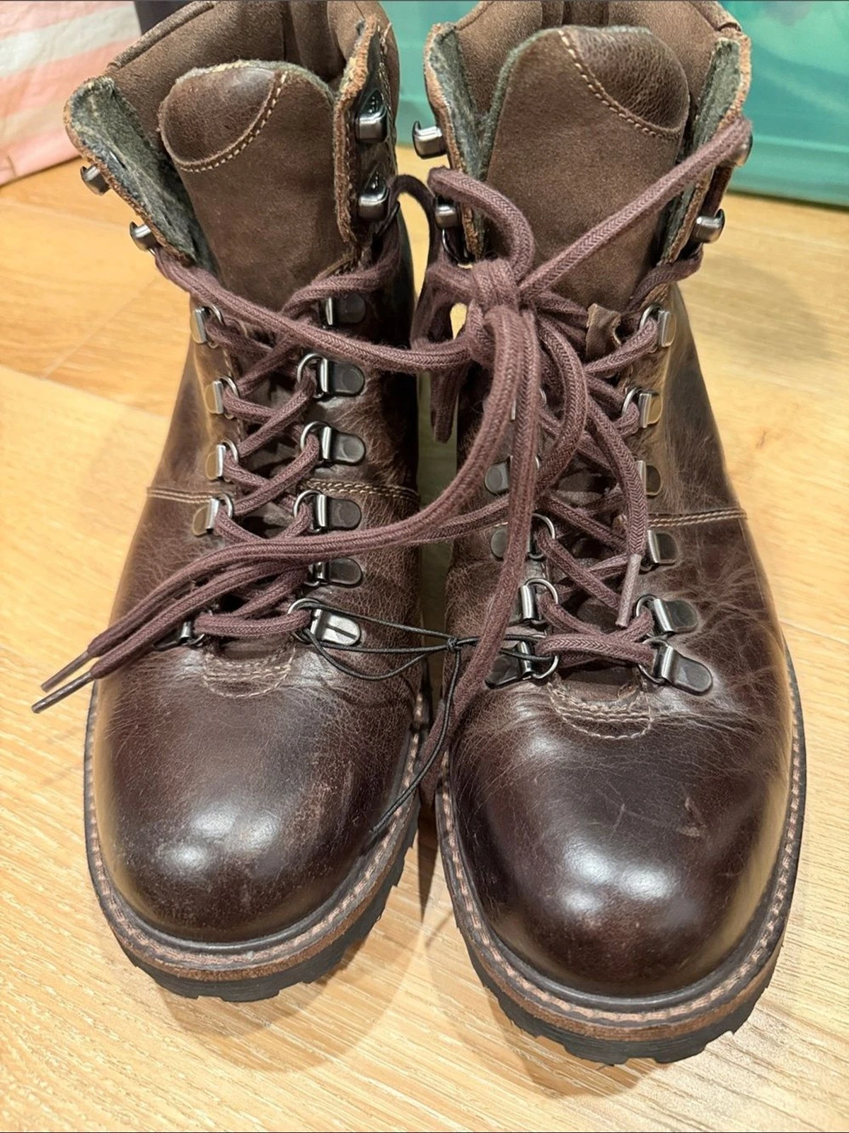G.H. Bass & Co. Dark Brown Leather Lace-Up Hiking Boots 9.5