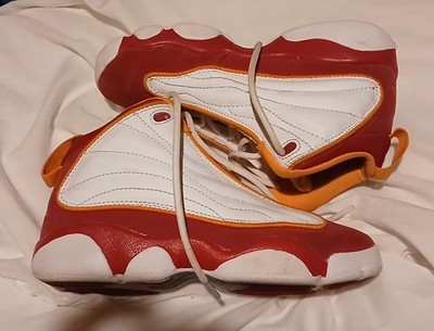 Air Jordan Pro Strong Mid White Red Orange Größe UK 1 Gebraucht