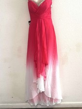 La Femme Ombre Pink White Chiffon Beaded Evening Gown Size 8 #6 NWT