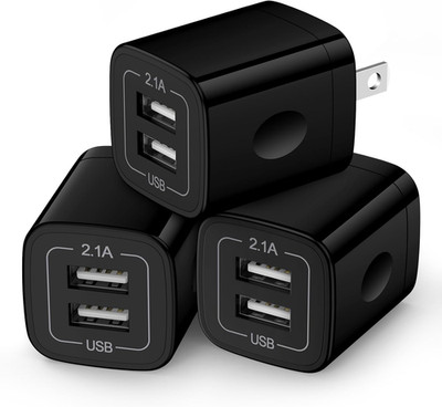 Wall Charger Block,2.1A/5V Dual Port USB Wall Plug in Phone Travel Power USB Ada