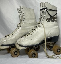 1950s Vintage Hyde Athletic Shoe Roller Skates Chicago Wood Wheels Sz 5 With Key