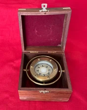 Vintage C. Plath Hamburg  Germany Nautical Gimbaled Compass & Brass Inlayed  Box