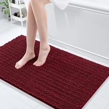 Arotive Luxury Chenille Bathroom Rug Mat, Extra Soft 47" x 24", Burgundy 