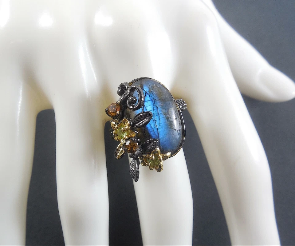 Silber 925 Designer Ring mit Labradorit - Bild 3 von 4