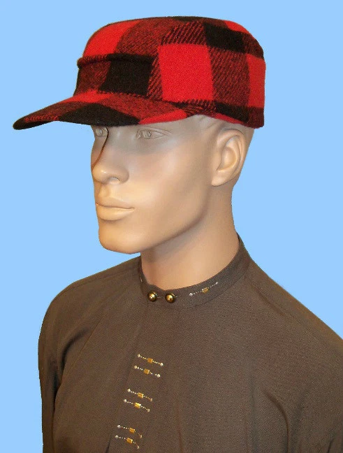 NEW MENS RED-BLACK PLAID SKI SNOWBOARD HAT CAP-STORM EARBAND-23 inch-Wool Blend