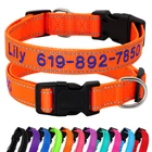Embroidered Personalized Dog Collar Reflective Durable Nylon Custom Pet Name ID
