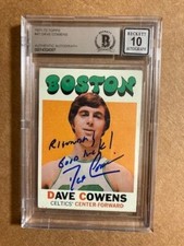  DAVE COWENS SIGNED  1971-72 TOPPS ROOKIE CARD BAS GEM MINT 10