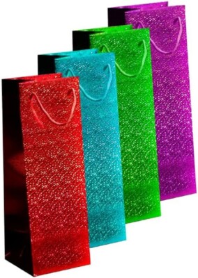 KAV verschiedene holographische Weinflaschenbeutel mit Seilhalter Weihnachten Hochzeit Geschenktasche