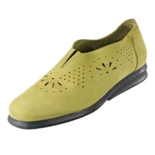 ARCHE Flats Shoes Square Toe Sz. 40 EU 9 US Lime Green Nubuck Leather FRANCE