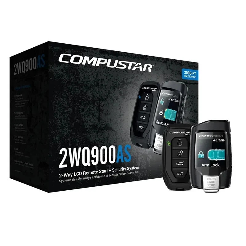 Compustar CS2WQ900AS Car Remote Start and Alarm LCD Remote 2 Way With Adsalca