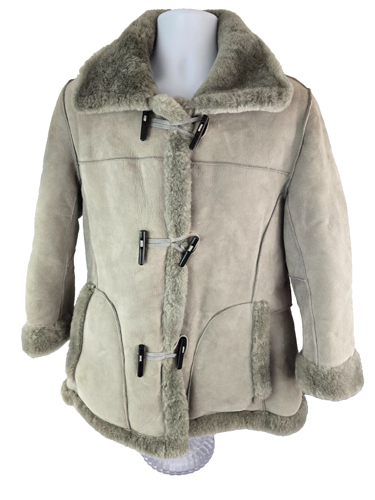 Knight Tailors Reversible Suede Shearling Sheepskin Toggle Coat 38 M New Zealand