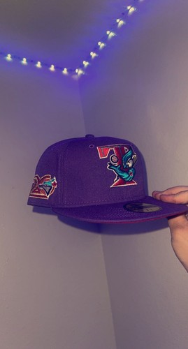 purple red brim new era fitted hat size 