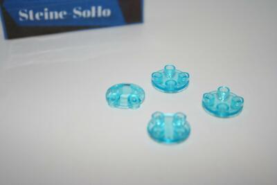Lego (c) 4x Fliese rund / Gleitfliese negativ - 2x2 - trans blau - 2654 - tile