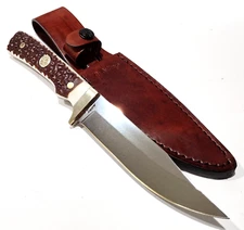Schrade Uncle Henry Next Gen Staglon Full Tang Bowie Knife Brown Leather Sheath