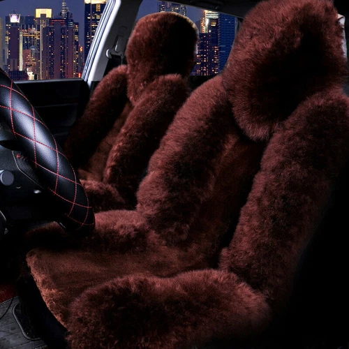 2PCS Genuine Australian Sheepskin Fur Long Wool Car SUV Front Seat Cover Winter - Picture 13 of 18
