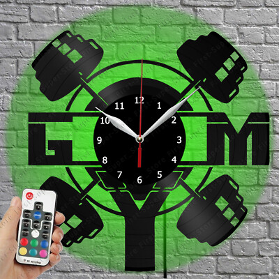 LED Clock GYM Vinyl Record Wall Clock Led Light Wall Clock 2315