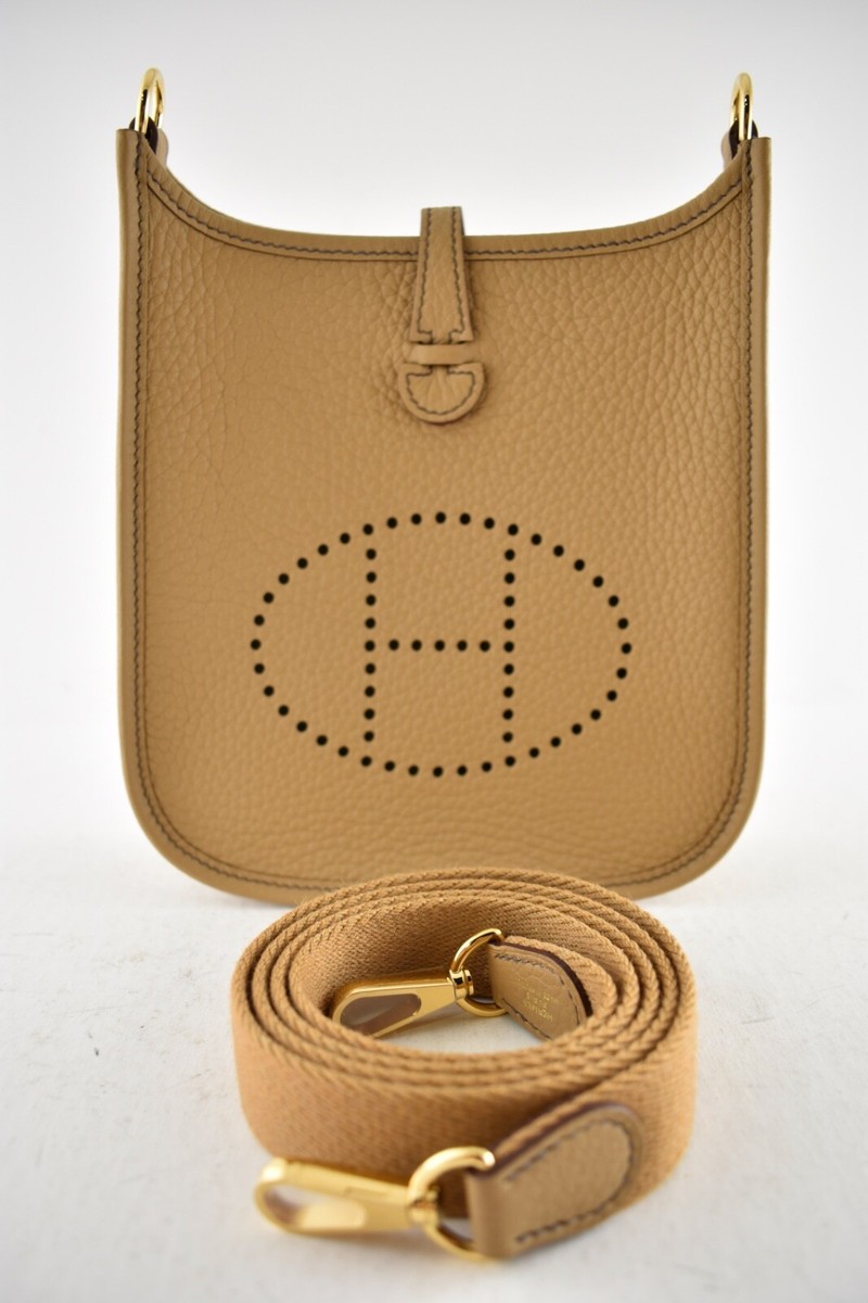 Hermes Mini Evelyne 16 TPM Biscuit Camel Gold Leather Crossbody