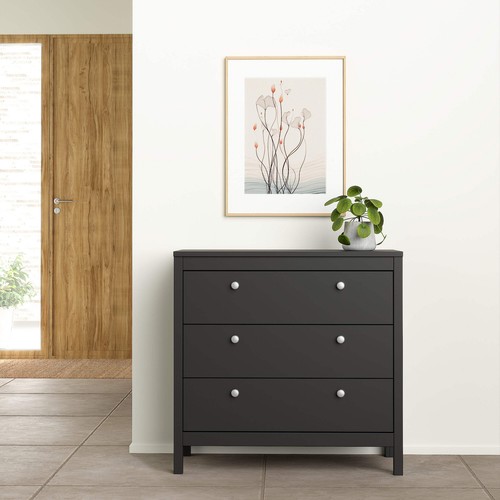 Madrid Chest 3 Drawers in Matt Black - Picture 6 of 13