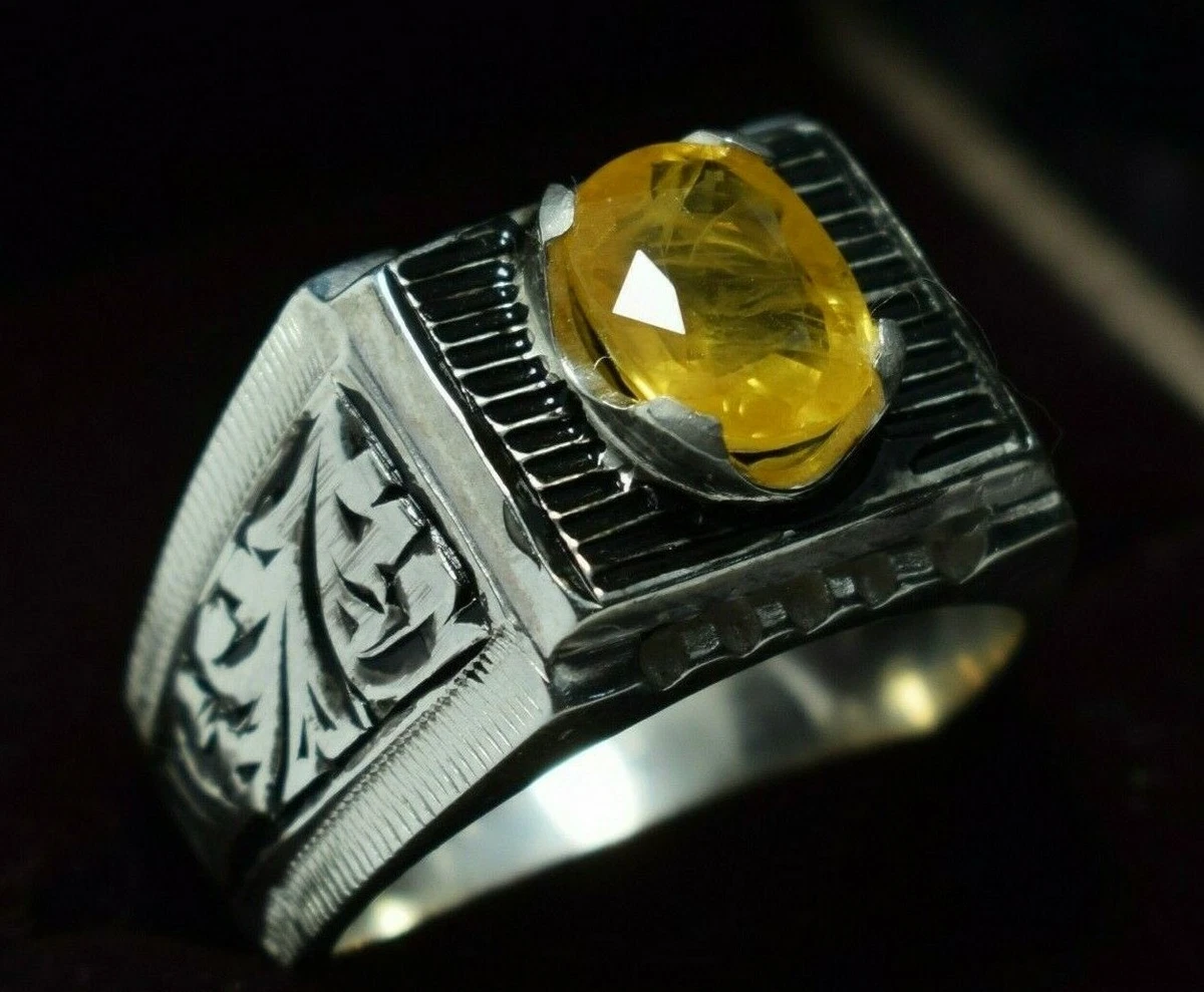 Trinket Gems Jewellery 12.25 Ratti 11.00 Carat Natural Yellow Sapphire  Pukhraj Stone 925 Sterling Silver Adjustable Silver Ring for Men and Women  (4)|Amazon.com