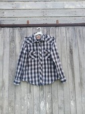 Vtg Wrangler Men s Plaid Pearl Snap Western Cowboy Shirt Size Large USA