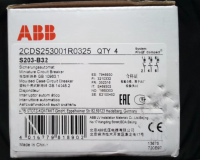 1pcs brand new ABB S203-B32 miniature circuit breaker 3P 32A fast shipping