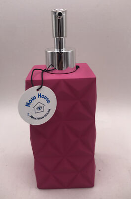NOW HOUSE BY JONATHAN ADLER DIAMOND SHAPE FUCHSIA PINK RESIN DISPENSER,SILVER