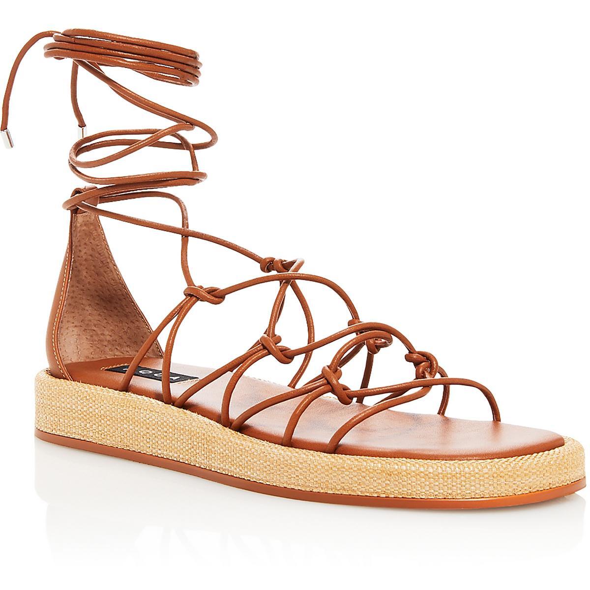 Женские босоножки на ремешках из искусственной кожи Aqua Womens Star Tan 6 Medium (B, M) BHFO 5696