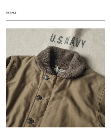 Bronson Heavy-Duty N-1 Deck Jacket Plain Version Jungle Cloth Wool Lined Coat - Picture 16 of 36
