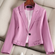 Spring Fashion Short Coat Women's Slim Fit Jacket Casual Blazer Top One Button