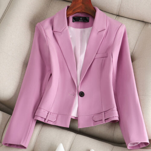 Spring Fashion Short Coat Women's Slim Fit Jacket Casual Blazer Top One Button - Picture 1 of 11