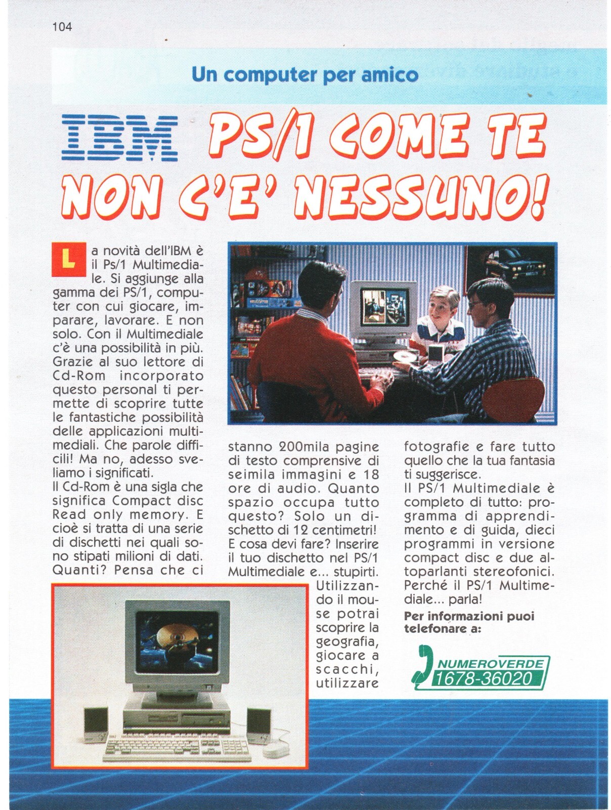 IBM PS/1 Personal System 1 1993 Articolo Magazine Article Italian ...