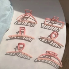 Random 3 PCS Lot 3 Hair Claw Clips Metal Elegent Pink Women Suitable Hairstyle