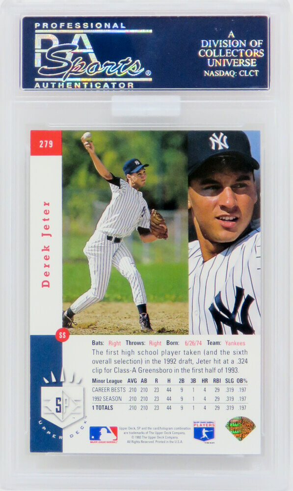 Derek Jeter 1993 SP Foil RC Rookie Card #279 (PSA 7 NM)(MBA Silver