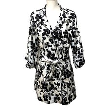 Madison Floral Trench Coat M Black White