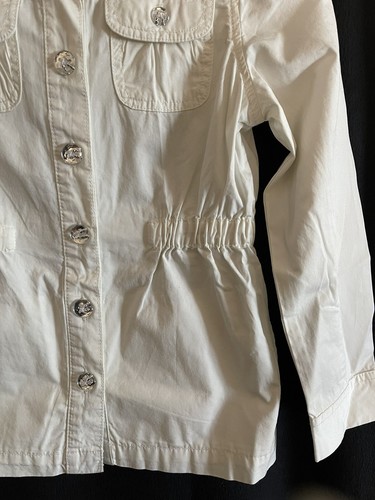 Gymboree Wild For Zebra Twill Jacket Girls M 7 8 Off White Coat Bling Buttons - Picture 3 of 6