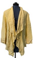 NWT Chico's Yellow Shimmer Drape Front Hi Lo Longsleeve Open Jacket Asymm Boho 4