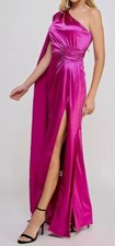 City Studios Women Pink One-Shoulder Flyaway Gown Dress Size 3/4