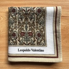 HANDKERCHIEF MEN'S VINTAGE BROWN FLORAL IVY POCKET SQUARE COTTON 16" A0912