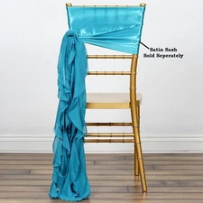 Turquoise CHIFFON Curly CHAIR SASH Wedding Party Decorations WHOLESALE SALE